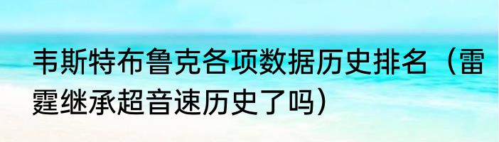 韦斯特布鲁克各项数据历史排名（雷霆继承超音速历史了吗）