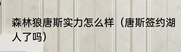 森林狼唐斯实力怎么样（唐斯签约湖人了吗）