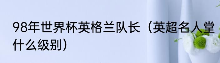 98年世界杯英格兰队长（英超名人堂什么级别）