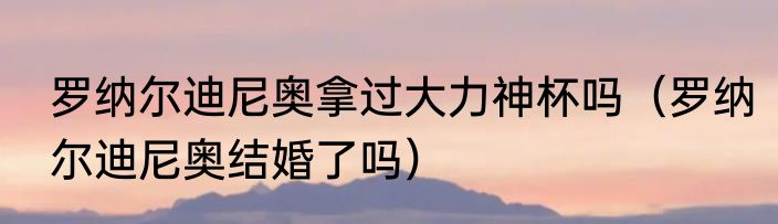 罗纳尔迪尼奥拿过大力神杯吗（罗纳尔迪尼奥结婚了吗）