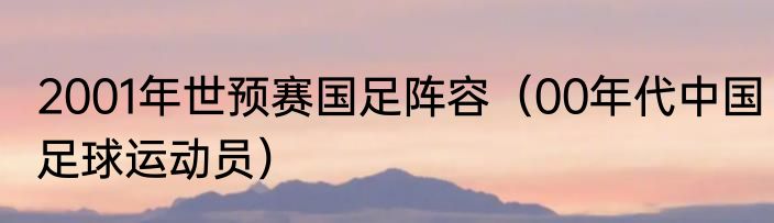 2001年世预赛国足阵容（00年代中国足球运动员）