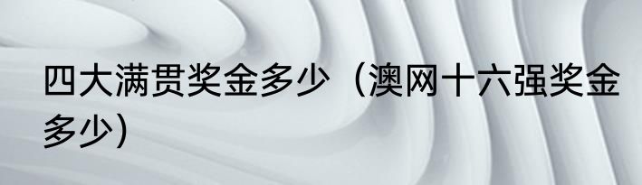 四大满贯奖金多少（澳网十六强奖金多少）