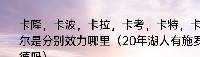 卡隆，卡波，卡拉，卡考，卡特，卡尔是分别效力哪里（20年湖人有施罗德吗）