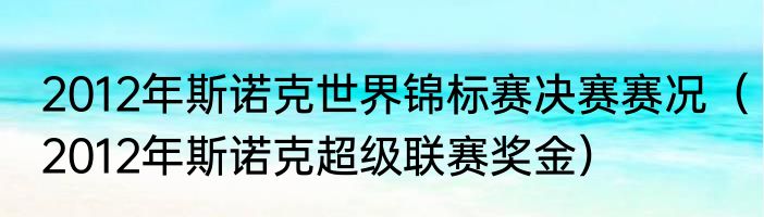 2012年斯诺克世界锦标赛决赛赛况（2012年斯诺克超级联赛奖金）