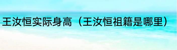 王汝恒实际身高（王汝恒祖籍是哪里）