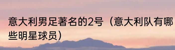 意大利男足著名的2号（意大利队有哪些明星球员）