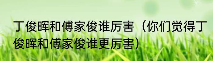 丁俊晖和傅家俊谁厉害（你们觉得丁俊晖和傅家俊谁更厉害）