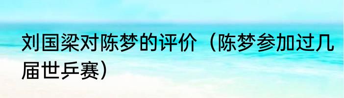 刘国梁对陈梦的评价（陈梦参加过几届世乒赛）