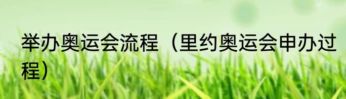 举办奥运会流程（里约奥运会申办过程）