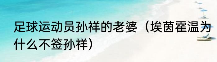 足球运动员孙祥的老婆（埃茵霍温为什么不签孙祥）