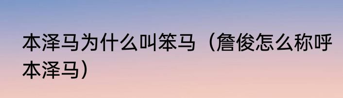 本泽马为什么叫笨马（詹俊怎么称呼本泽马）