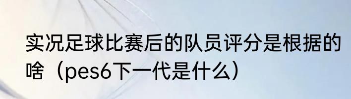 实况足球比赛后的队员评分是根据的啥（pes6下一代是什么）