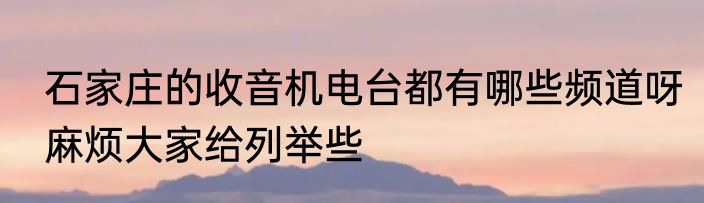 石家庄的收音机电台都有哪些频道呀麻烦大家给列举些