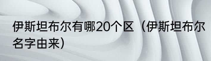伊斯坦布尔有哪20个区（伊斯坦布尔名字由来）