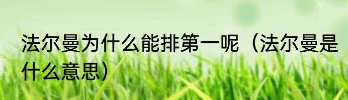 法尔曼为什么能排第一呢（法尔曼是什么意思）