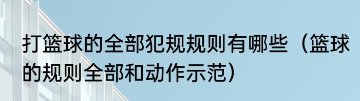 打篮球的全部犯规规则有哪些（篮球的规则全部和动作示范）