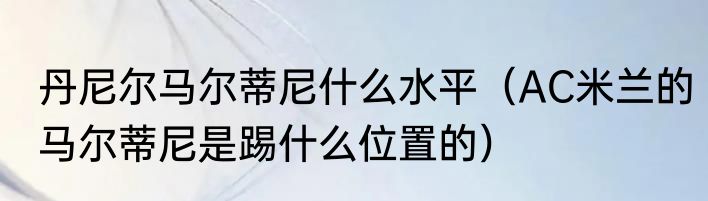 丹尼尔马尔蒂尼什么水平（AC米兰的马尔蒂尼是踢什么位置的）