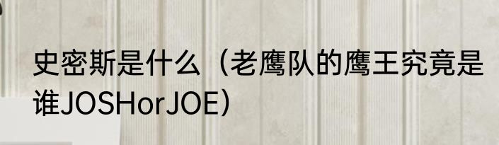 史密斯是什么（老鹰队的鹰王究竟是谁JOSHorJOE）