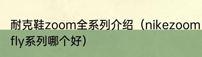 耐克鞋zoom全系列介绍（nikezoomfly系列哪个好）