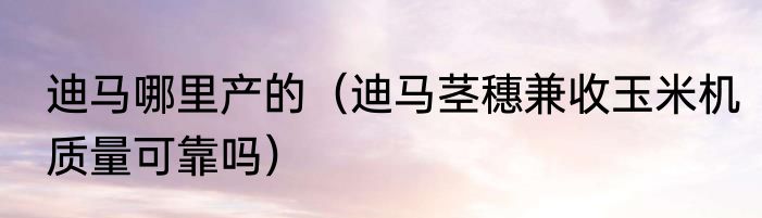 迪马哪里产的（迪马茎穗兼收玉米机质量可靠吗）