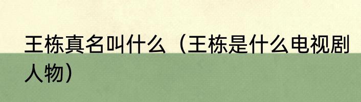 王栋真名叫什么（王栋是什么电视剧人物）