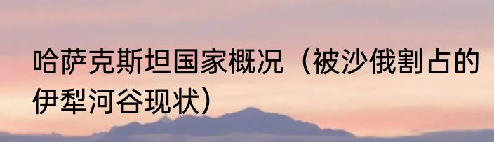 哈萨克斯坦国家概况（被沙俄割占的伊犁河谷现状）