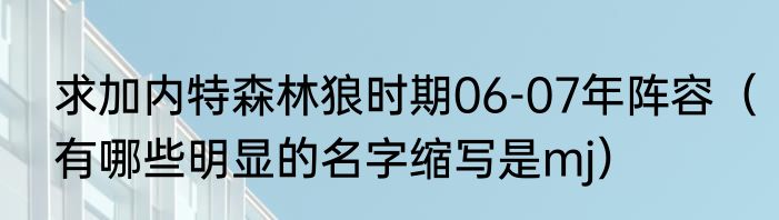 求加内特森林狼时期06-07年阵容（有哪些明显的名字缩写是mj）