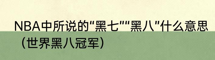 NBA中所说的“黑七”“黑八”什么意思（世界黑八冠军）