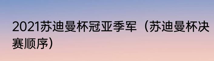 2021苏迪曼杯冠亚季军（苏迪曼杯决赛顺序）