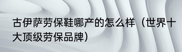 古伊萨劳保鞋哪产的怎么样（世界十大顶级劳保品牌）