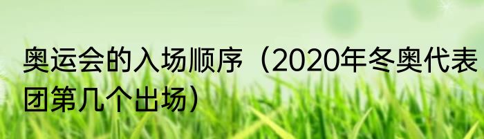 奥运会的入场顺序（2020年冬奥代表团第几个出场）