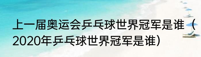 上一届奥运会乒乓球世界冠军是谁（2020年乒乓球世界冠军是谁）
