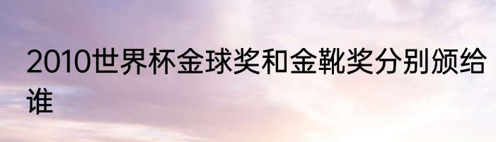 2010世界杯金球奖和金靴奖分别颁给谁