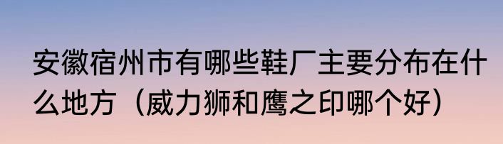 安徽宿州市有哪些鞋厂主要分布在什么地方（威力狮和鹰之印哪个好）