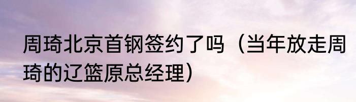 周琦北京首钢签约了吗（当年放走周琦的辽篮原总经理）