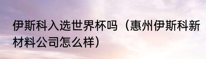 伊斯科入选世界杯吗（惠州伊斯科新材料公司怎么样）