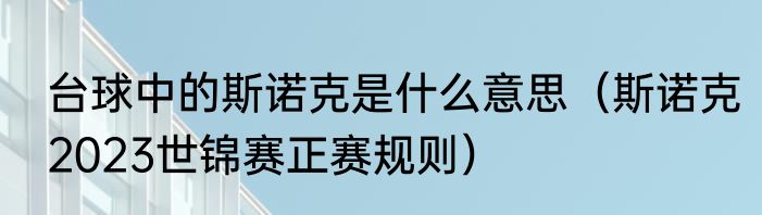 台球中的斯诺克是什么意思（斯诺克2023世锦赛正赛规则）