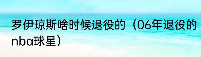 罗伊琼斯啥时候退役的（06年退役的nba球星）