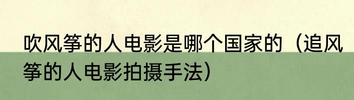 吹风筝的人电影是哪个国家的（追风筝的人电影拍摄手法）