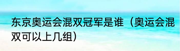东京奥运会混双冠军是谁（奥运会混双可以上几组）