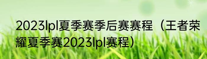 2023lpl夏季赛季后赛赛程（王者荣耀夏季赛2023lpl赛程）