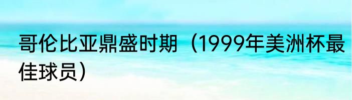 哥伦比亚鼎盛时期（1999年美洲杯最佳球员）