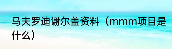 马夫罗迪谢尔盖资料（mmm项目是什么）