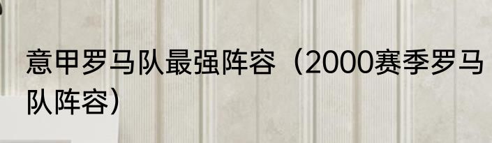 意甲罗马队最强阵容（2000赛季罗马队阵容）