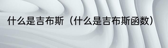 什么是吉布斯（什么是吉布斯函数）