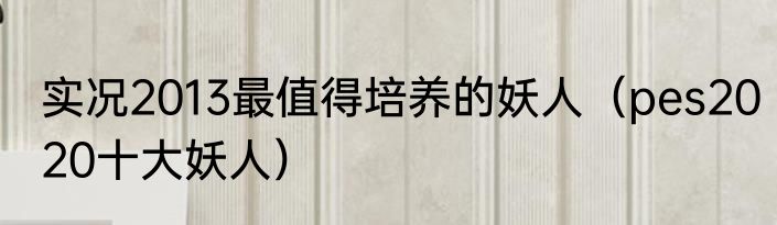 实况2013最值得培养的妖人（pes2020十大妖人）