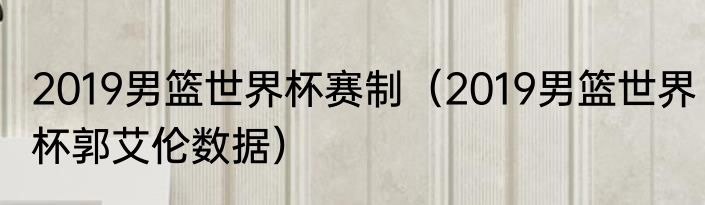 2019男篮世界杯赛制（2019男篮世界杯郭艾伦数据）