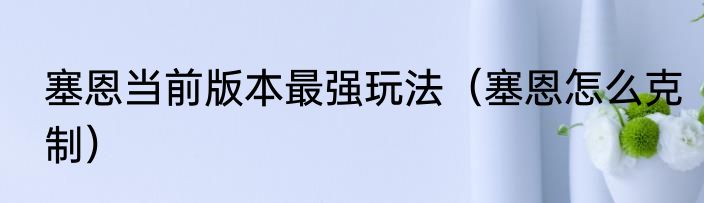 塞恩当前版本最强玩法（塞恩怎么克制）