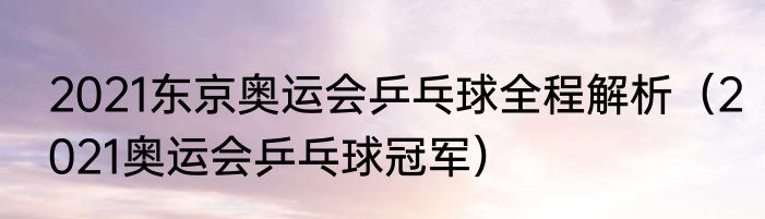 2021东京奥运会乒乓球全程解析（2021奥运会乒乓球冠军）