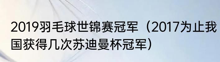 2019羽毛球世锦赛冠军（2017为止我国获得几次苏迪曼杯冠军）